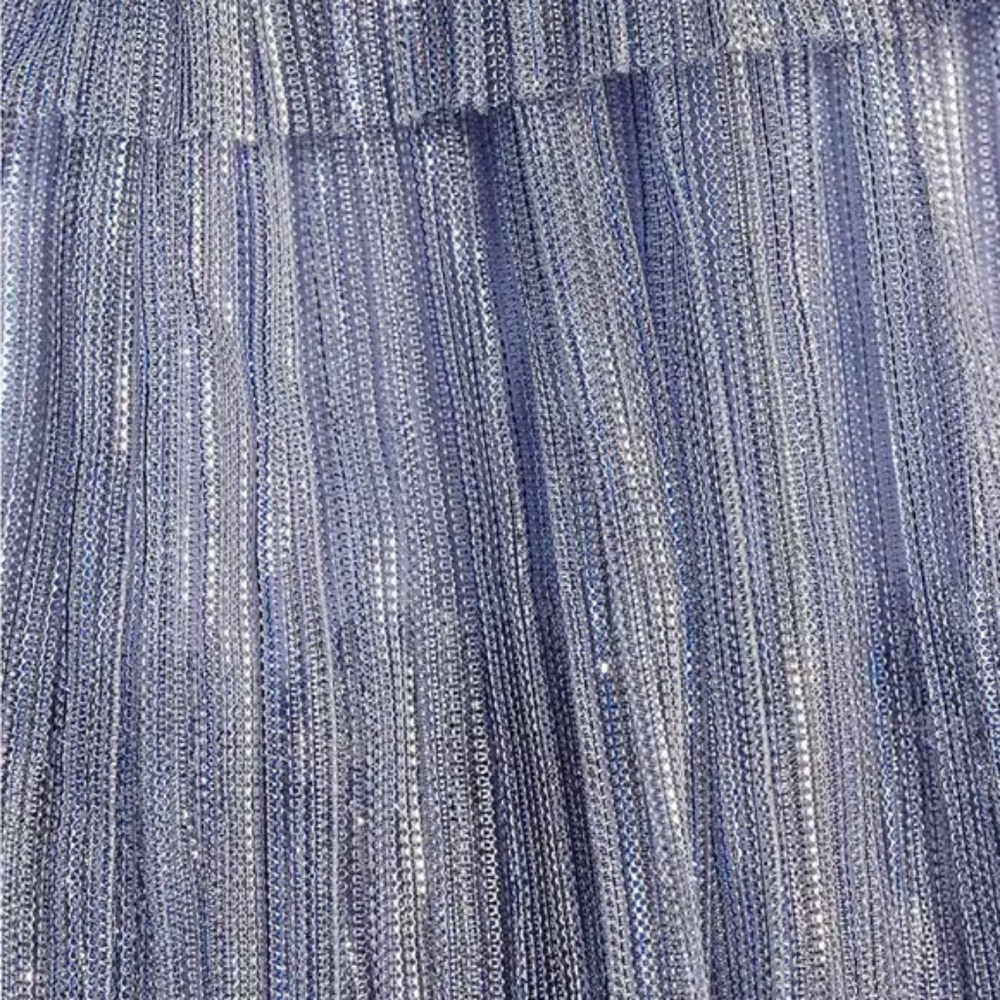 NWT Gianni Bini Grace Metallic Plisse Sweetheart Neck Cut-Out Tiered Dress Sz 8 - Picture 3 of 3